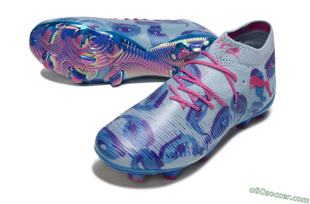 Puma Future 8 Ultimate FG Firm Ground Soccer Cleats - Blue/Pink/Black 3