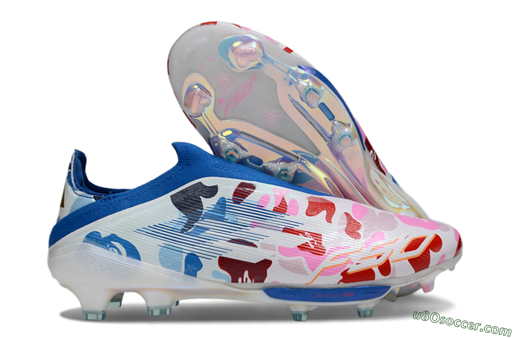 Adidas F50+ Elite Lightstrike Laceless FG Firm Ground Soccer Cleats - Pink/Red/Blue 1