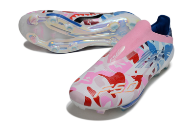 Adidas F50+ Elite Lightstrike Laceless FG Firm Ground Soccer Cleats - Pink/Red/Blue