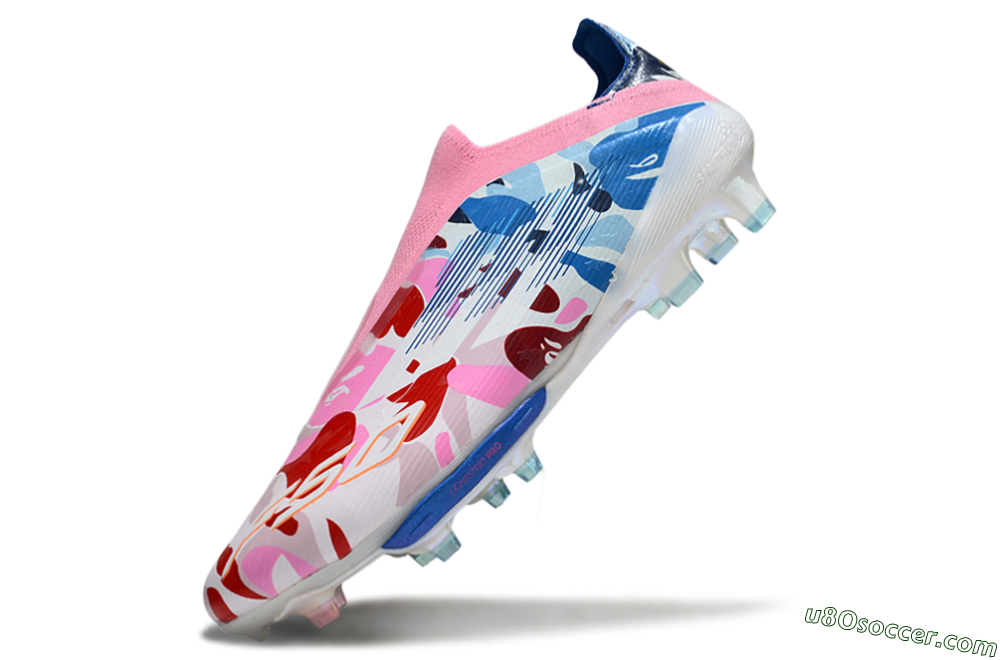 Adidas F50+ Elite Lightstrike Laceless FG Firm Ground Soccer Cleats - Pink/Red/Blue 5