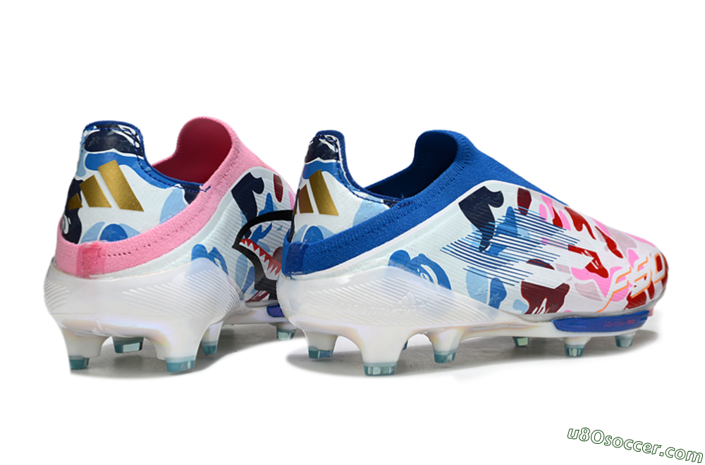 Adidas F50+ Elite Lightstrike Laceless FG Firm Ground Soccer Cleats - Pink/Red/Blue 6