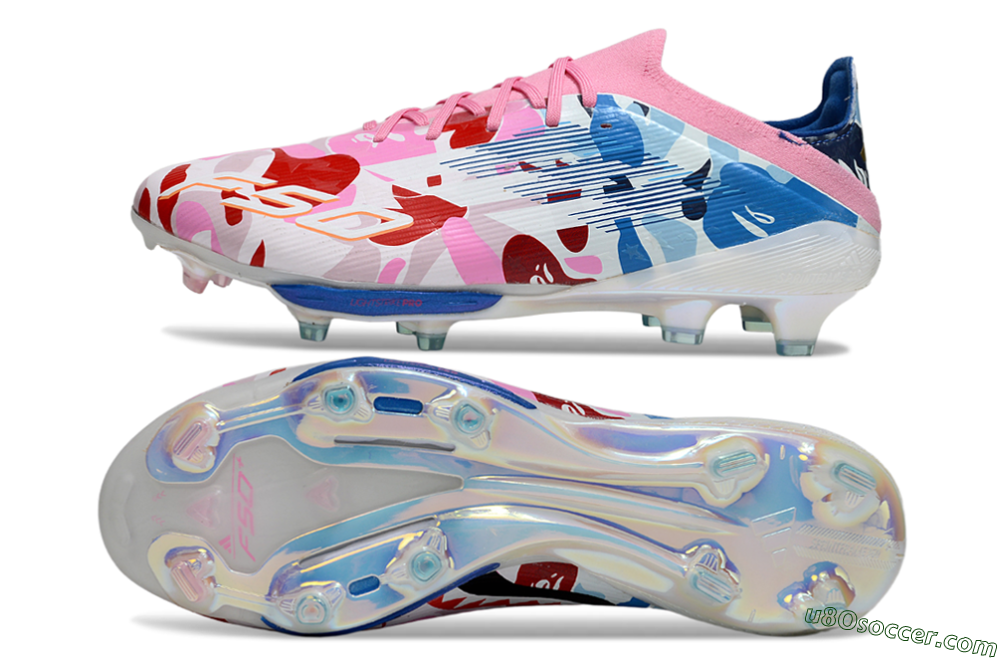 Adidas F50+ Elite Lightstrike Pro FG Firm Ground Soccer Cleats - Pink/Red/Blue 0