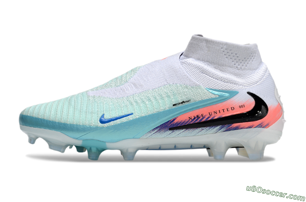 Nike Phantom 6 High Elite FG Firm Ground Soccer Cleats - Jade/White/Red 2