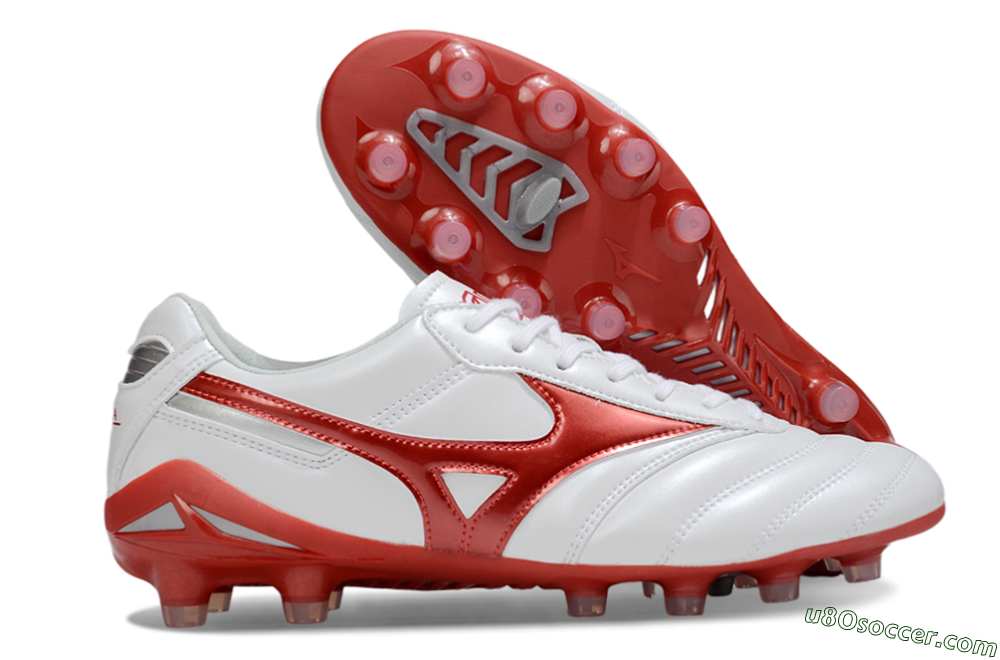 Mizuno Morelia 2 FG Firm Ground Soccer Cleats - White/Red 1