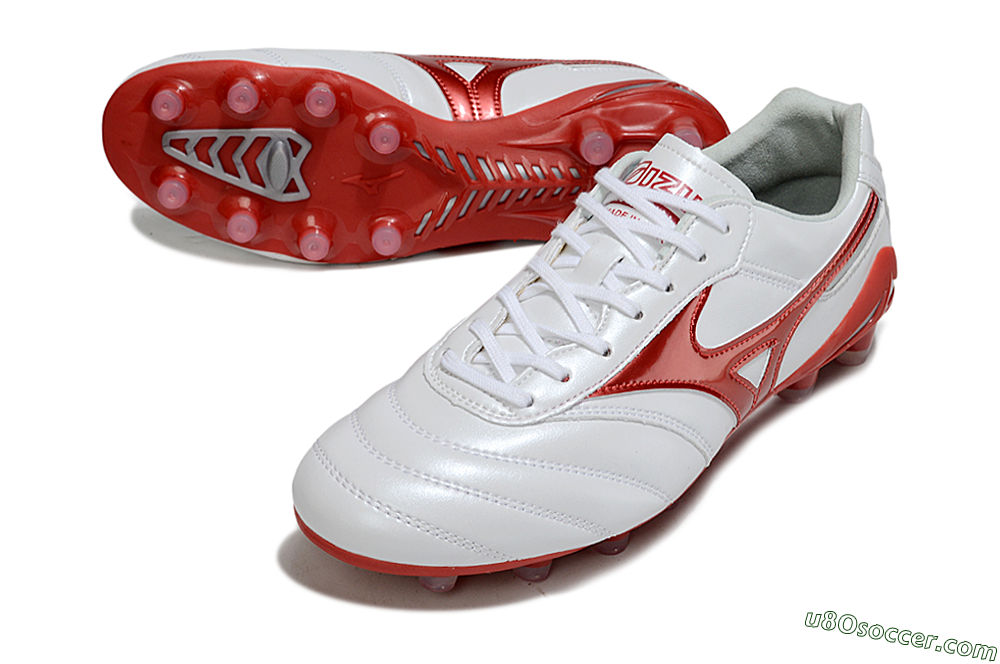 Mizuno Morelia 2 FG Firm Ground Soccer Cleats - White/Red 3