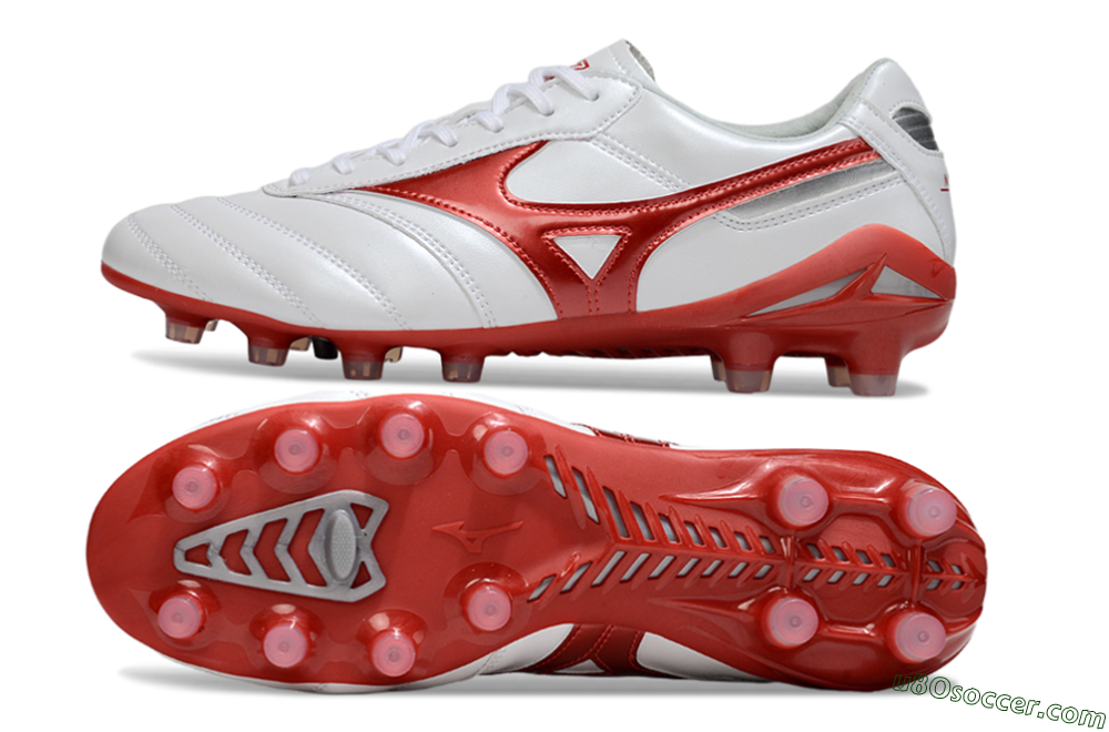 Mizuno Morelia 2 FG Firm Ground Soccer Cleats - White/Red 0