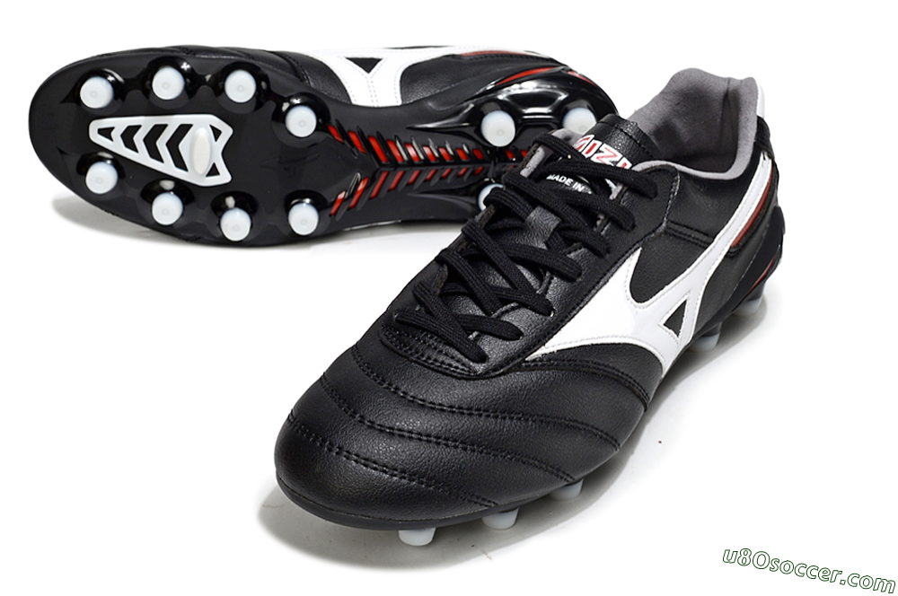 Mizuno Morelia 2 FG Firm Ground Soccer Cleats - Black/White/Red 3