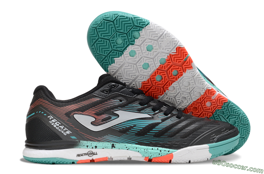 Joma Top Flex IC Indoor & Futsal Soccer Shoes - Black/Jade/Red 1
