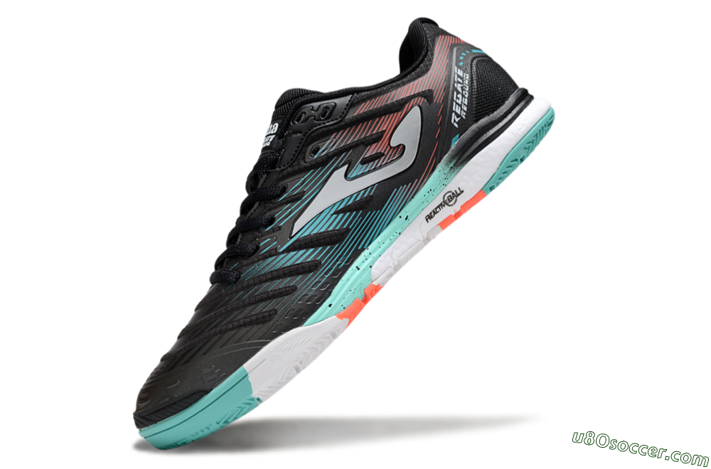 Joma Top Flex IC Indoor & Futsal Soccer Shoes - Black/Jade/Red 5