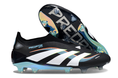 Adidas Predator 25 Elite Laceless FG Firm Ground Soccer Cleats - Black/White/Jade