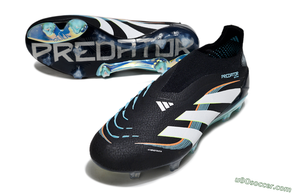 Adidas Predator 25 Elite Laceless FG Firm Ground Soccer Cleats - Black/White/Jade 3