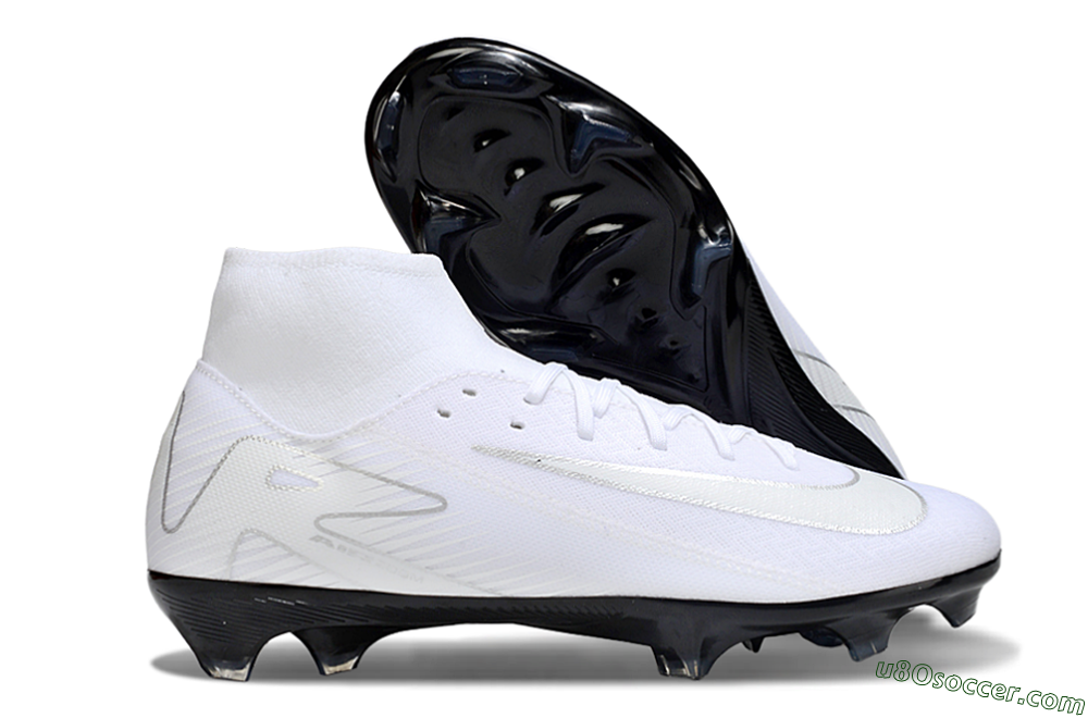 Nike Air Zoom Mercurial Superfly 10 Academy FG Firm Ground Soccer Cleats - White/Silver/Black 1