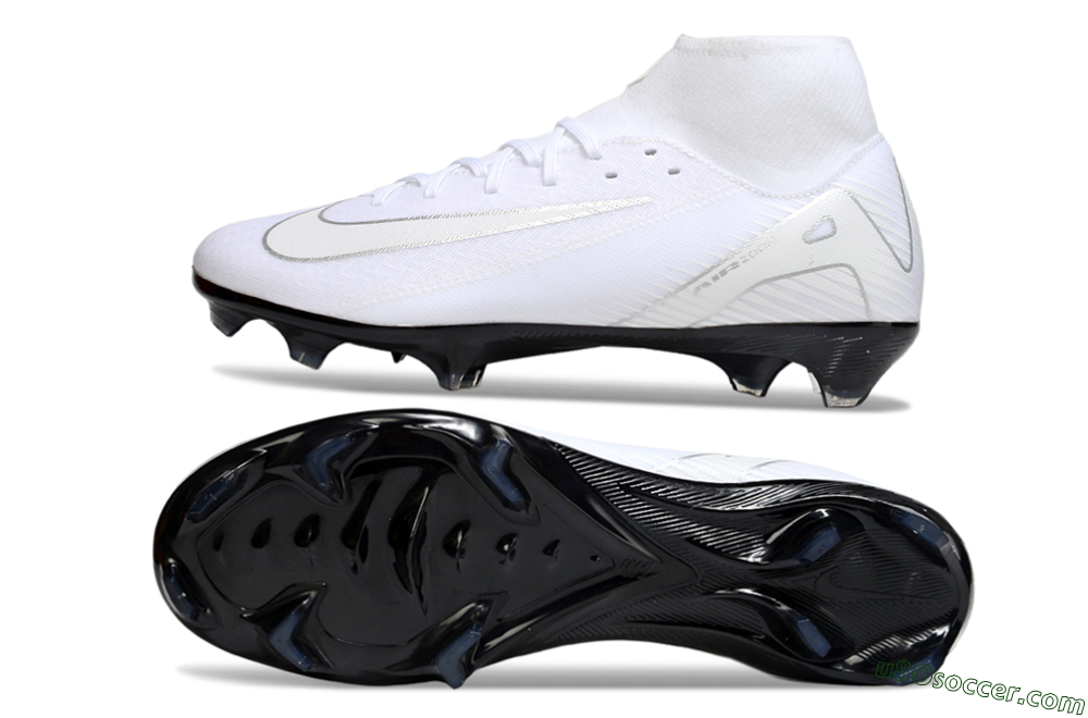 Nike Air Zoom Mercurial Superfly 10 Academy FG Firm Ground Soccer Cleats - White/Silver/Black 0