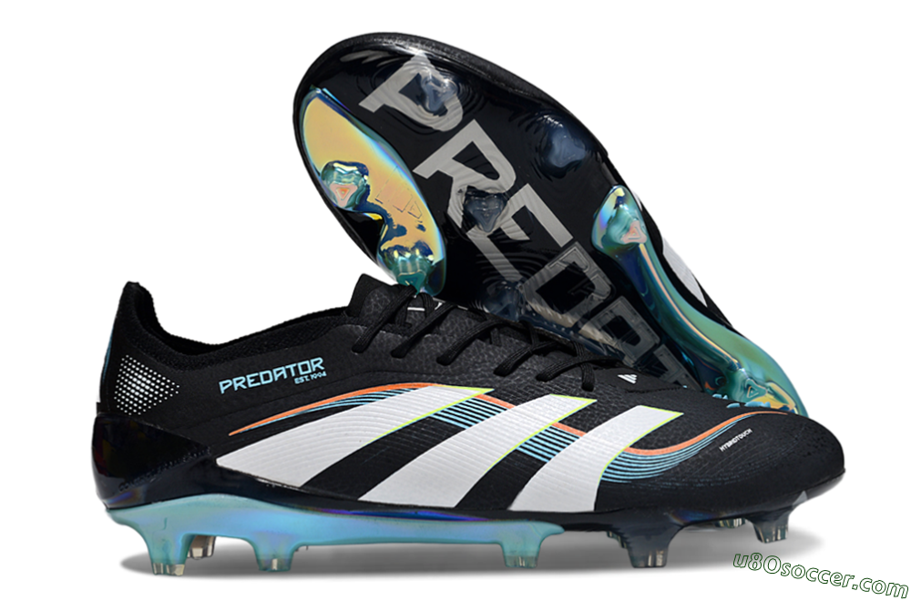 Adidas Predator 25 Elite FG Firm Ground Soccer Cleats - Black/White/Jade 1
