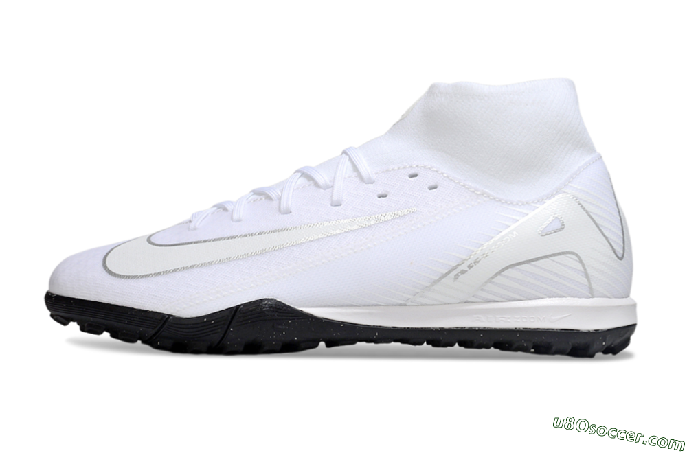 Nike Air Zoom Mercurial Superfly 10 Academy TF Artificial Turf Soccer Shoes - White/Silver/Black 2