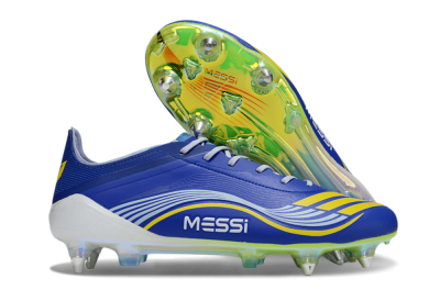 Messi x Adidas F50 Elite SG Soft Ground Soccer Cleats - Blue/Yellow/White