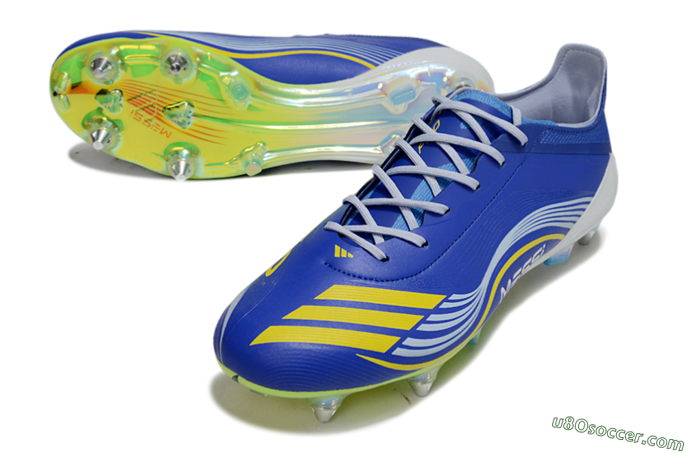 Messi x Adidas F50 Elite SG Soft Ground Soccer Cleats - Blue/Yellow/White 3