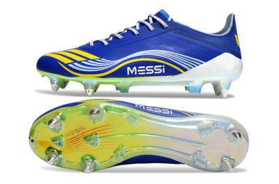 Messi x Adidas F50 Elite SG Soft Ground Soccer Cleats - Blue/Yellow/White