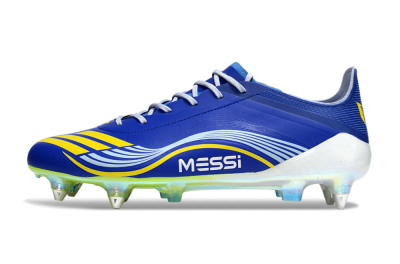Messi x Adidas F50 Elite SG Soft Ground Soccer Cleats - Blue/Yellow/White