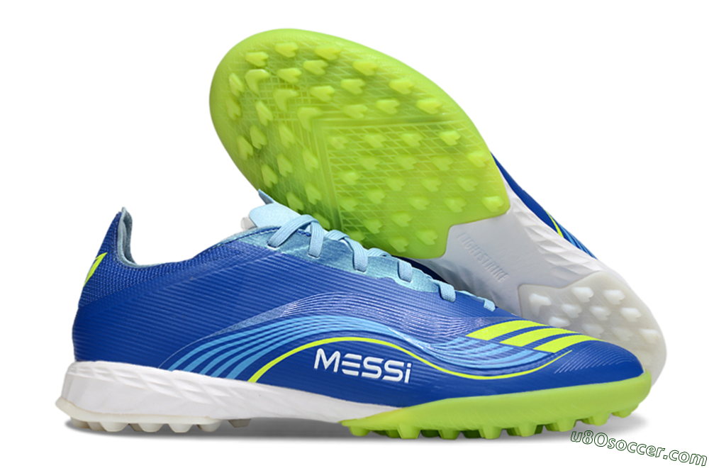 Messi x Adidas F50 Pro TF Artificial Turf Soccer Shoes - Blue/Yellow/White 1