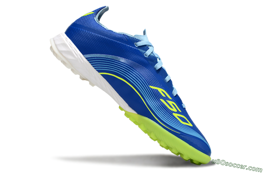 Messi x Adidas F50 Pro TF Artificial Turf Soccer Shoes - Blue/Yellow/White 4