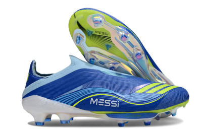 Messi x Adidas F50 Elite Laceless FG Firm Ground Soccer Cleats - Blue/Yellow/White
