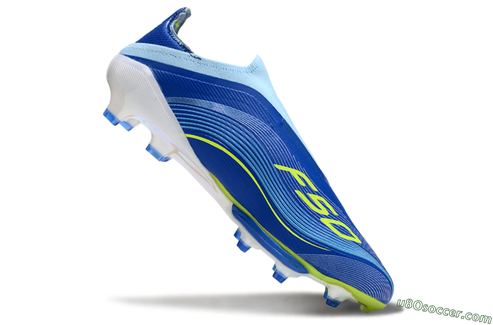Messi x Adidas F50 Elite Laceless FG Firm Ground Soccer Cleats - Blue/Yellow/White 4