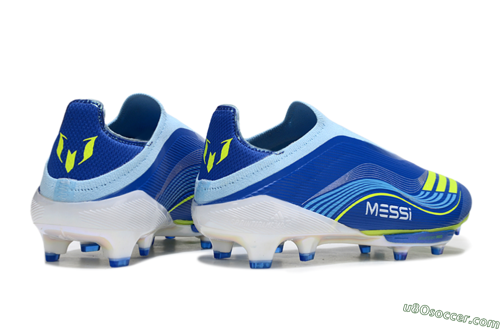 Messi x Adidas F50 Elite Laceless FG Firm Ground Soccer Cleats - Blue/Yellow/White 6