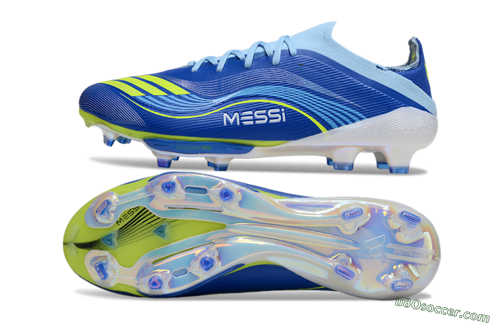 Messi x Adidas F50 Elite FG Firm Ground Soccer Cleats - Blue/Yellow/White 0