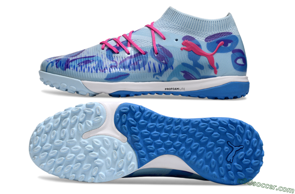 Puma Future 8 Ultimate TF Artificial Turf Soccer Shoes - Blue/Pink/White 0