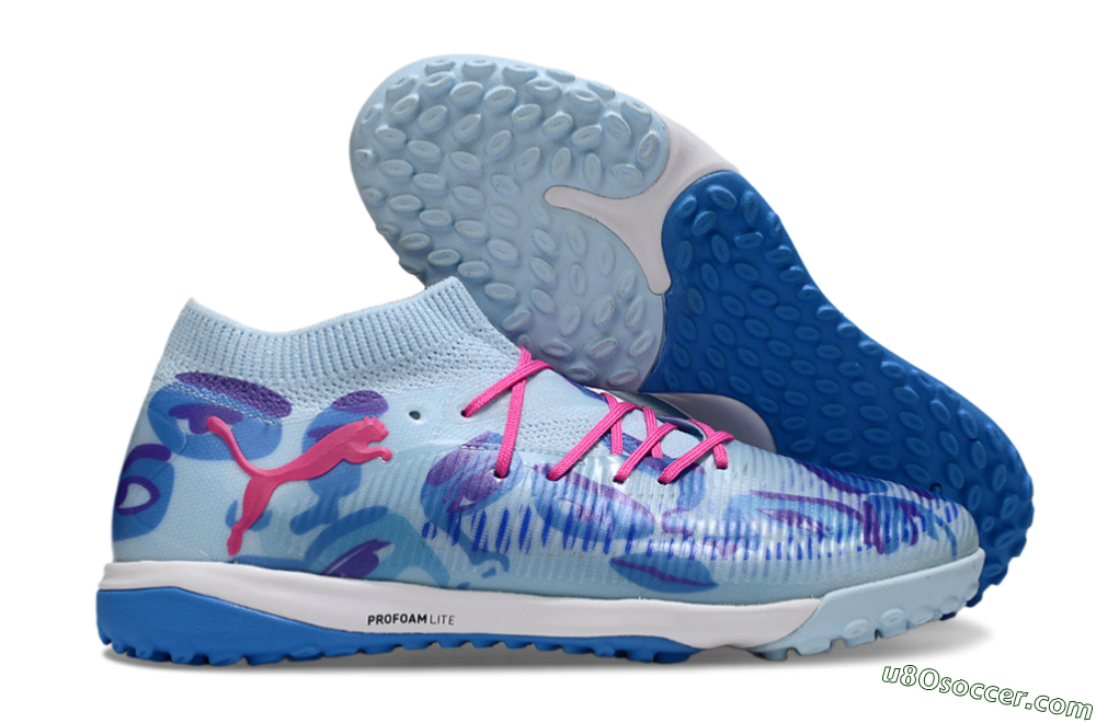 Puma Future 8 Ultimate TF Artificial Turf Soccer Shoes - Blue/Pink/White 1
