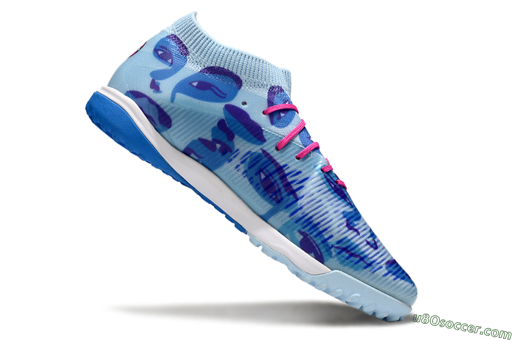 Puma Future 8 Ultimate TF Artificial Turf Soccer Shoes - Blue/Pink/White 4