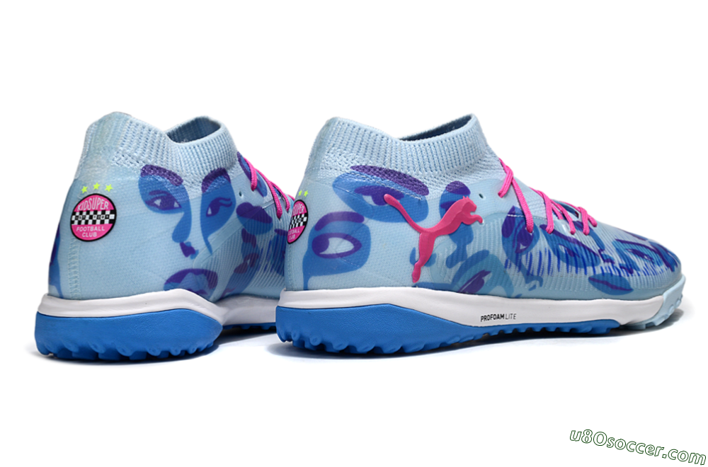 Puma Future 8 Ultimate TF Artificial Turf Soccer Shoes - Blue/Pink/White 6