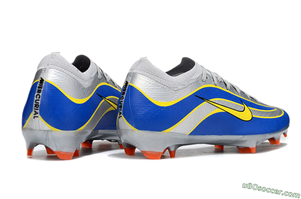 Nike Air Zoom Mercurial Vapor 16 Elite FG Firm Ground Soccer Cleats - Silver/Blue/Yellow 5