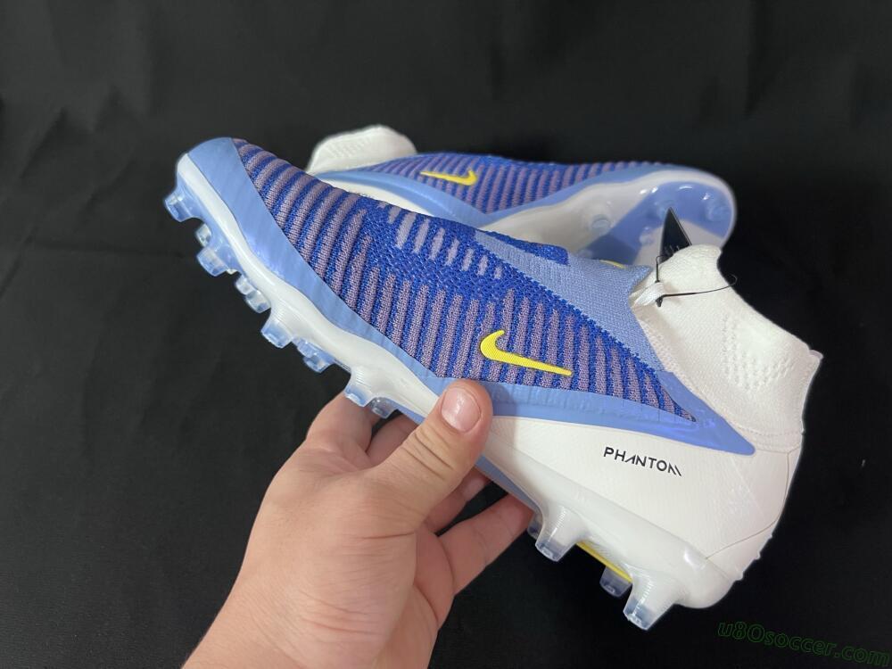 Nike Phantom 6 High Elite AG Artificial Grass Soccer Cleats - Blue/White/Black