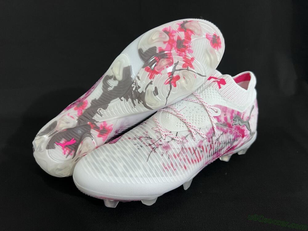 Puma Future 8 Ultimate FG Firm Ground Soccer Cleats - White/Pink/Silver