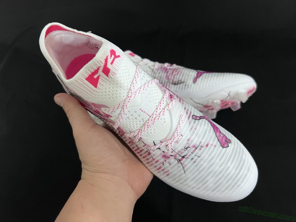 Puma Future 8 Ultimate FG Firm Ground Soccer Cleats - White/Pink/Silver