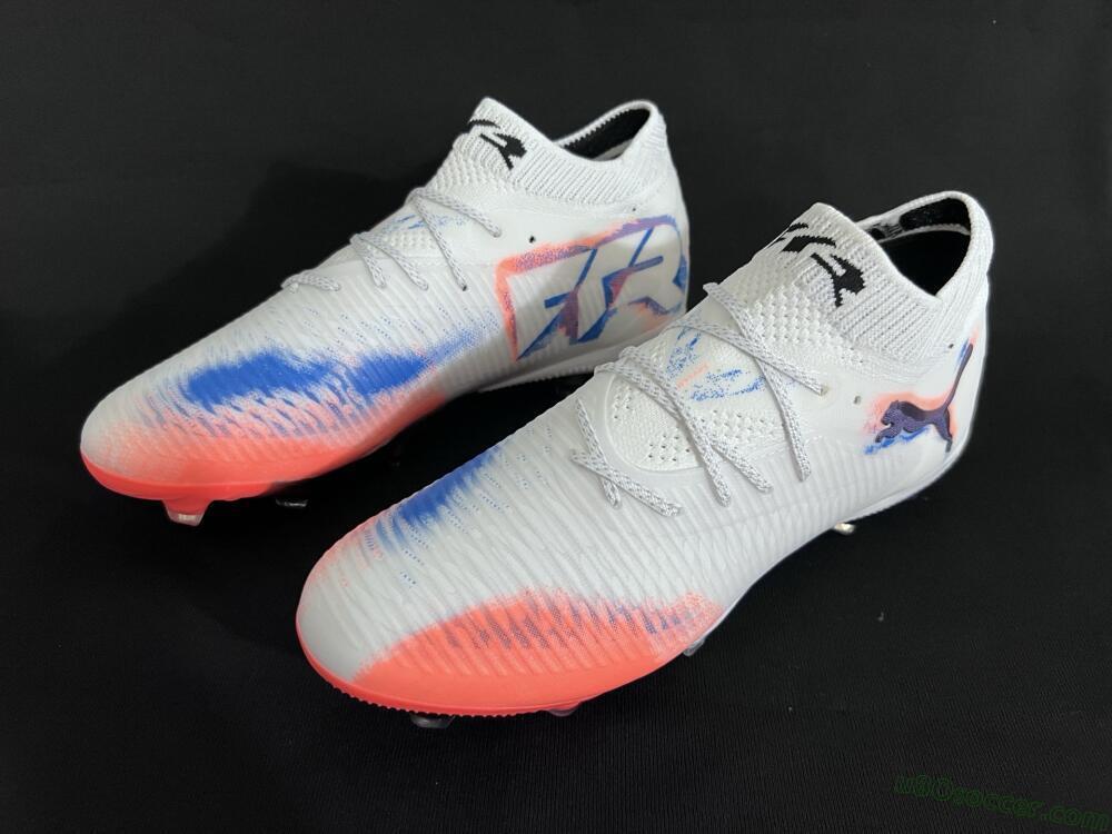 Puma Future 8 Ultimate FG Firm Ground Soccer Cleats - White/Pink/Blue