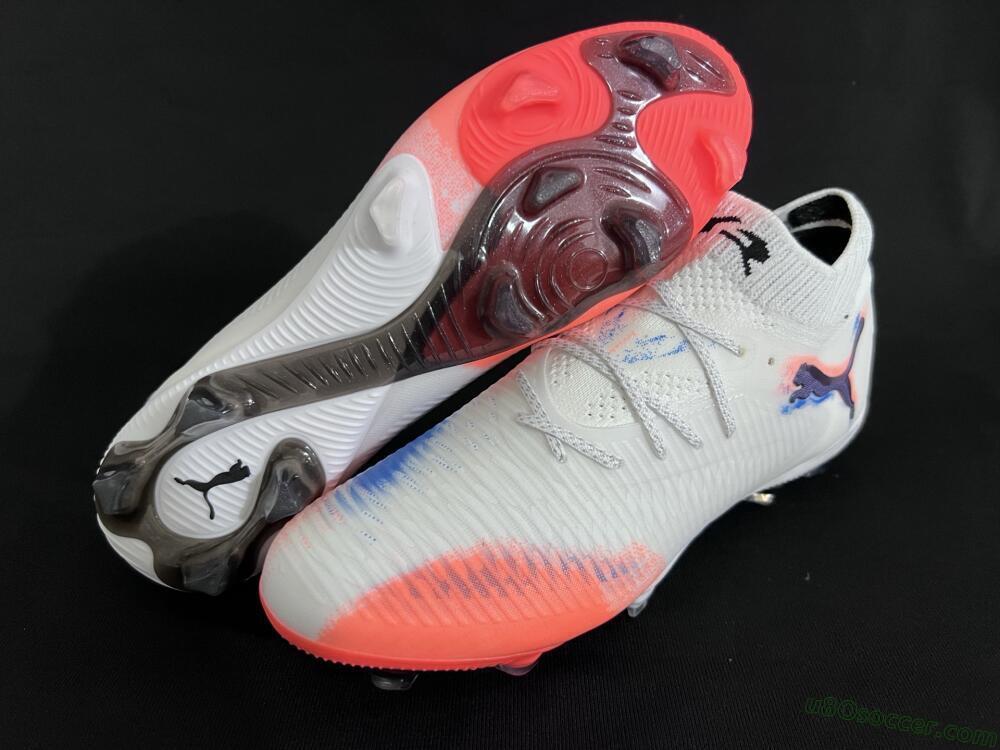 Puma Future 8 Ultimate FG Firm Ground Soccer Cleats - White/Pink/Blue