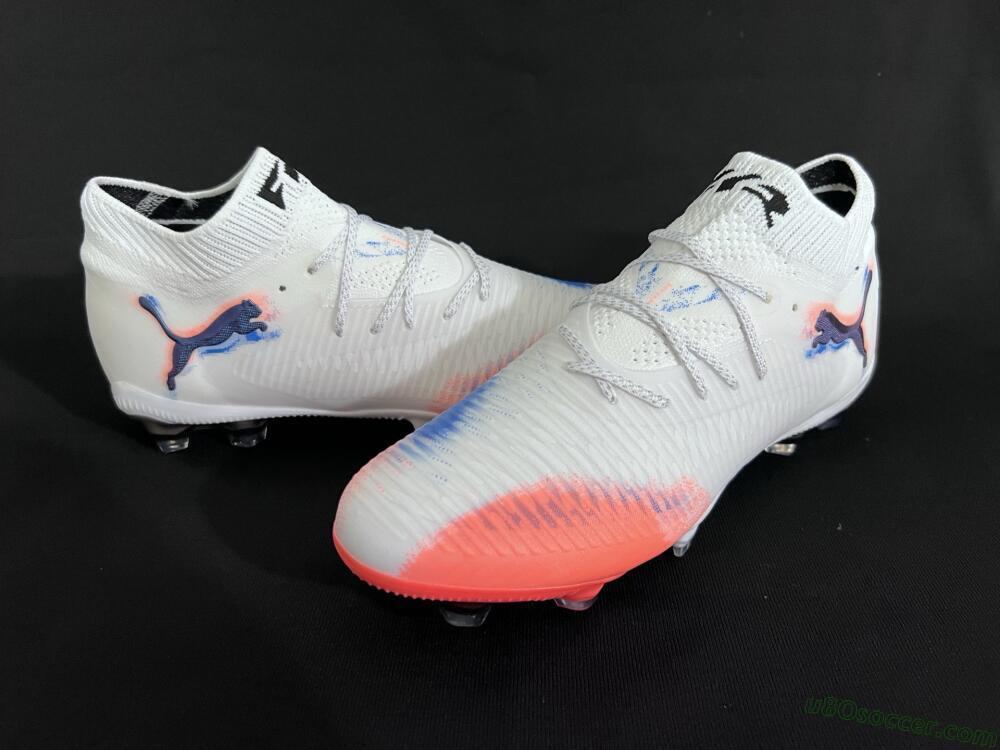 Puma Future 8 Ultimate FG Firm Ground Soccer Cleats - White/Pink/Blue
