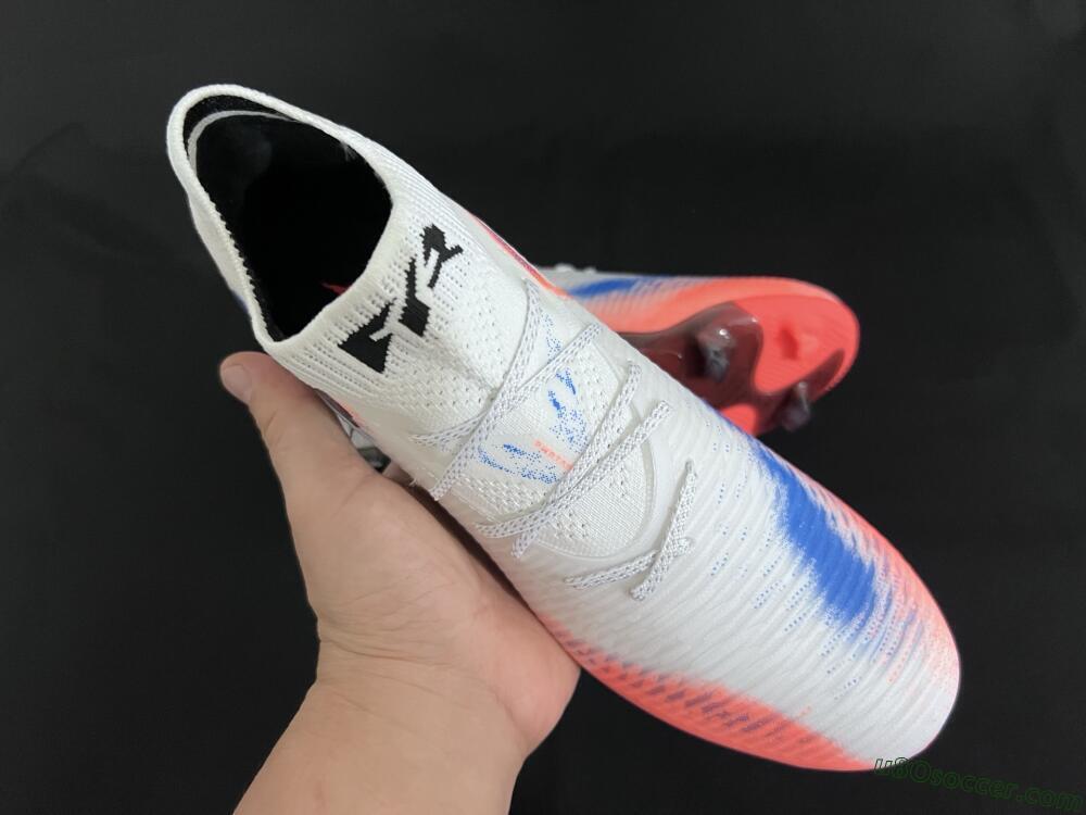 Puma Future 8 Ultimate FG Firm Ground Soccer Cleats - White/Pink/Blue