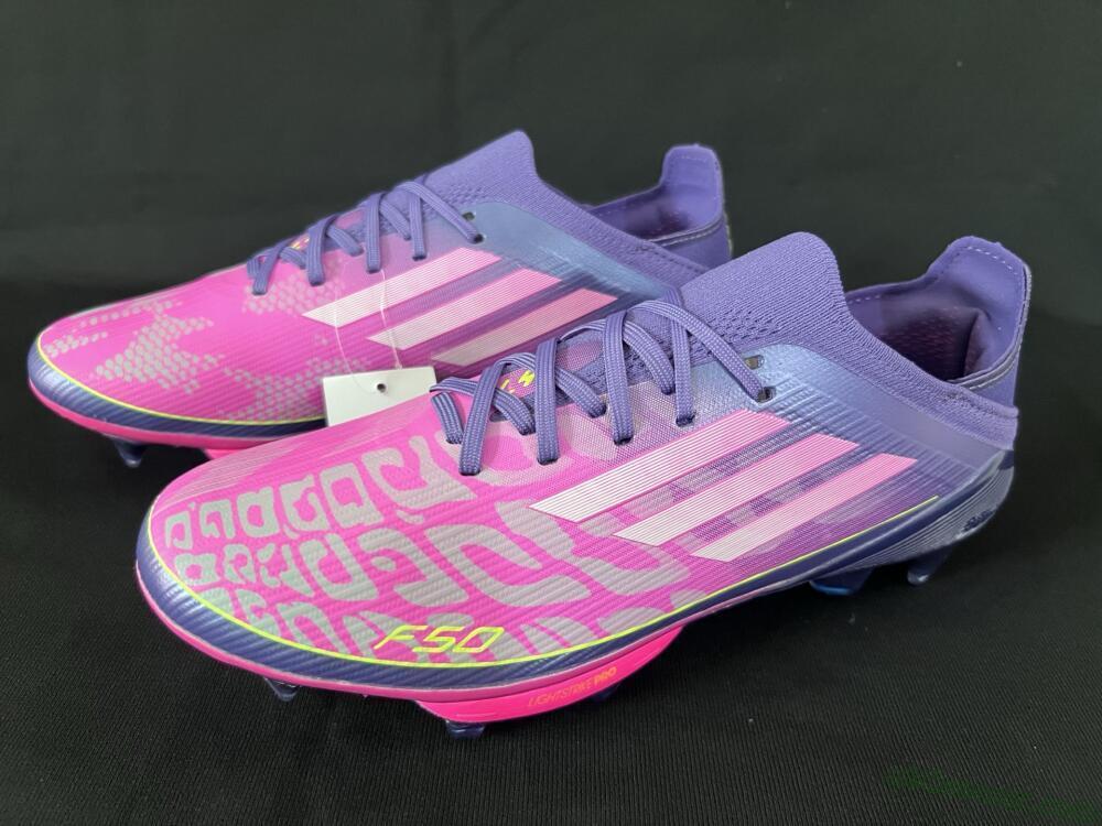 Adidas F50+ Elite Lightstrike Pro FG Firm Ground Soccer Cleats - Pink/Purple/Yellow