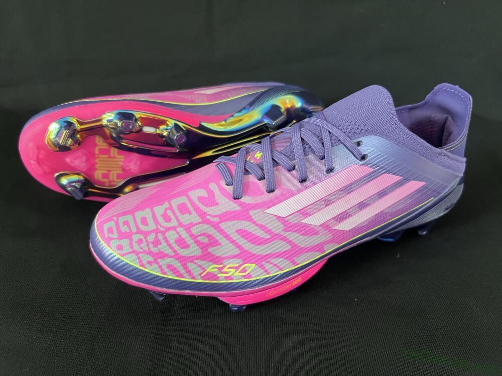 Adidas F50+ Elite Lightstrike Pro FG Firm Ground Soccer Cleats - Pink/Purple/Yellow