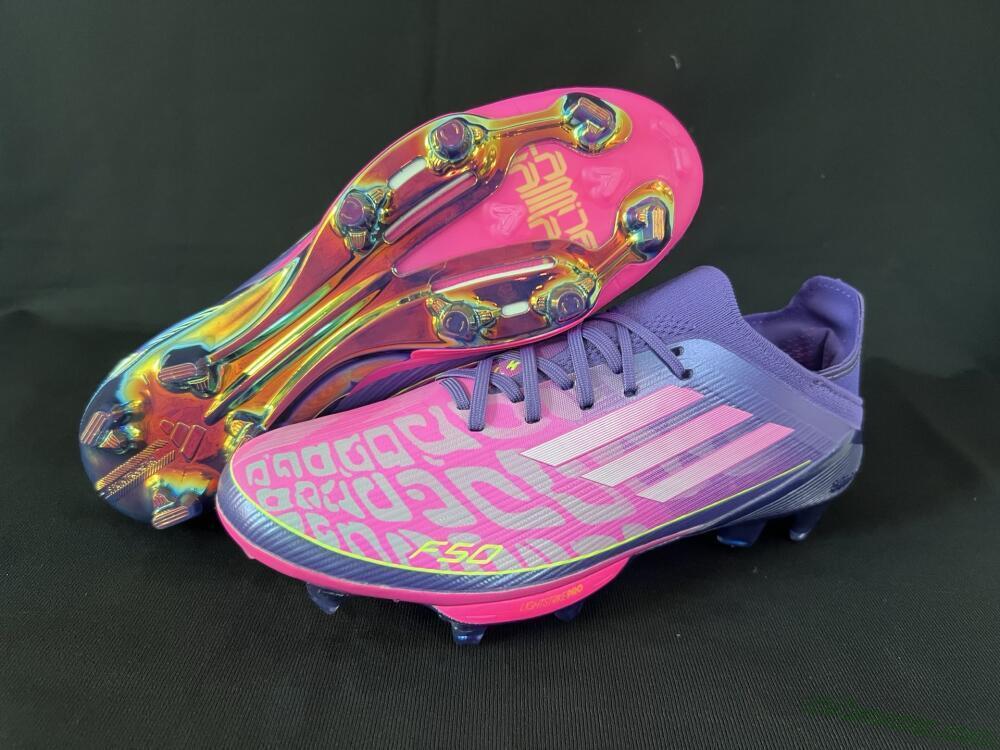 Adidas F50+ Elite Lightstrike Pro FG Firm Ground Soccer Cleats - Pink/Purple/Yellow