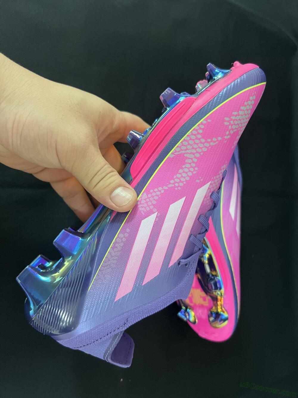 Adidas F50+ Elite Lightstrike Pro FG Firm Ground Soccer Cleats - Pink/Purple/Yellow