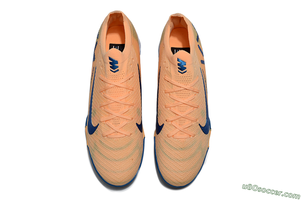 KM x Nike Air Zoom Mercurial Vapor 16 Elite TF Artificial Turf Soccer Shoes - Orange/Ocean Blue/Sandy Peach 4