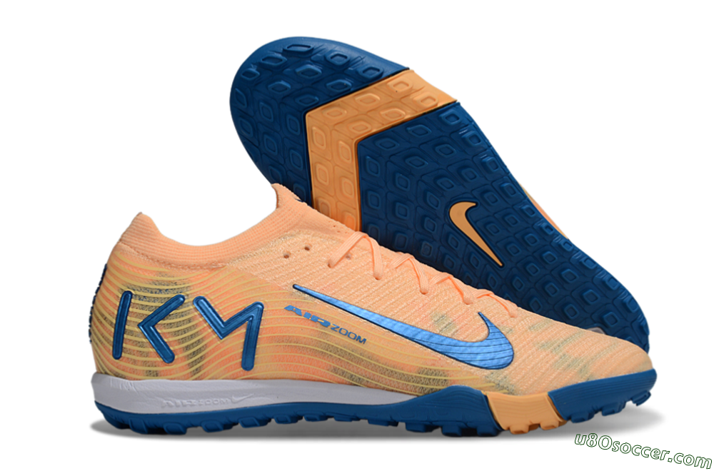 KM x Nike Air Zoom Mercurial Vapor 16 Elite TF Artificial Turf Soccer Shoes - Orange/Ocean Blue/Sandy Peach 1