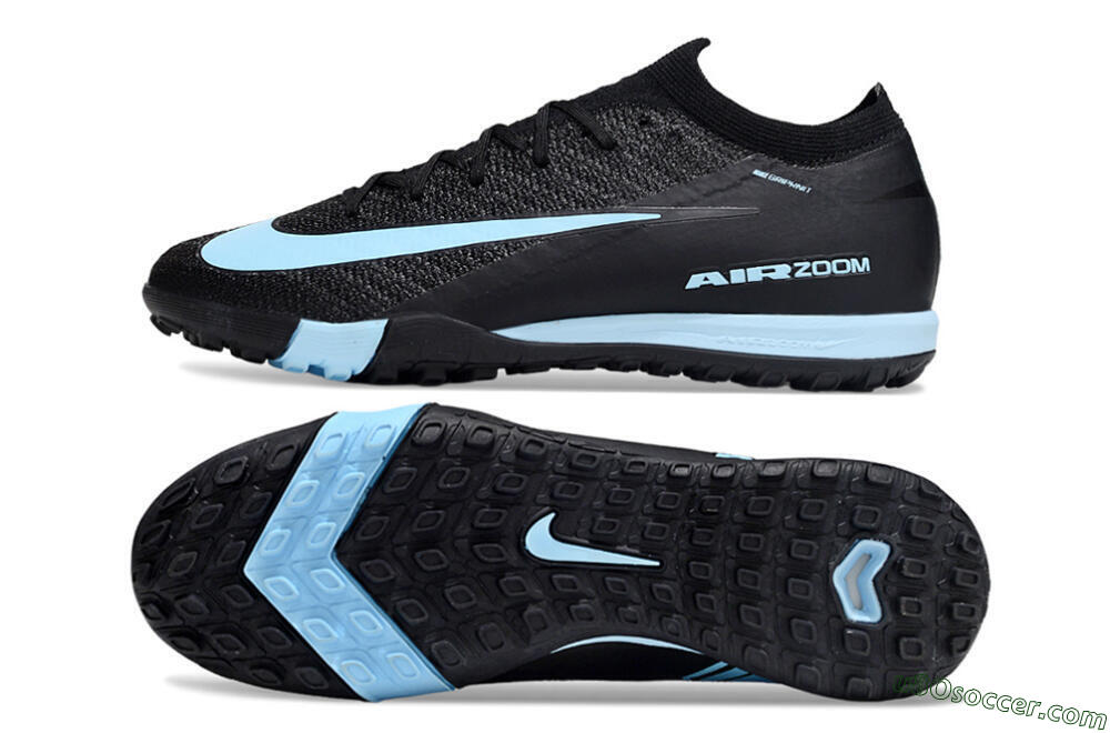 Nike Air Zoom Mercurial Vapor 16 Elite TF Artificial Turf Soccer Shoes - Black/Ice Blue/Dusk Black 0