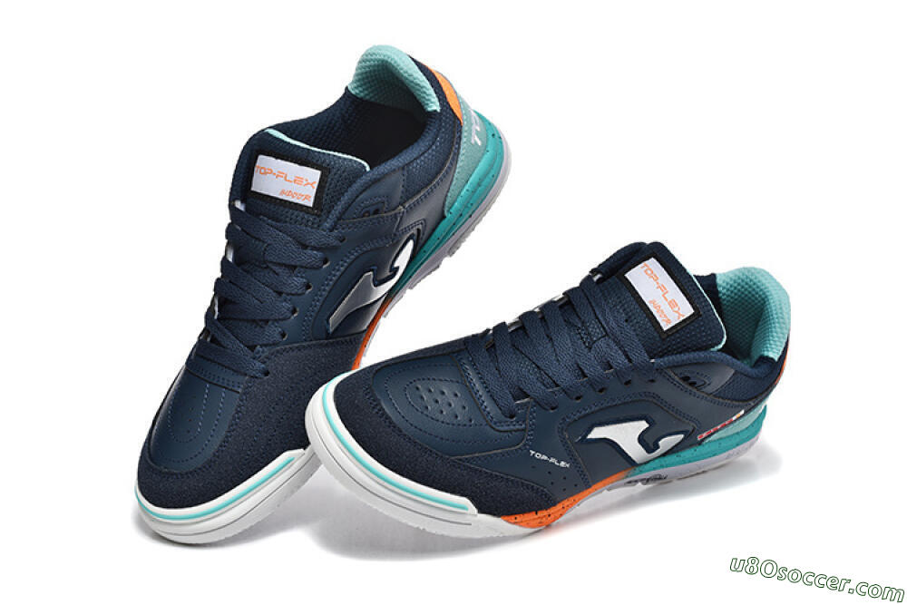 Joma Top Flex IC Indoor & Futsal Soccer Shoes - Navy/Coral Blue/Orange Splash 5