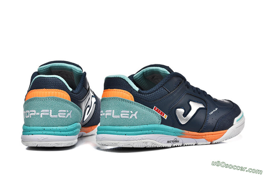 Joma Top Flex IC Indoor & Futsal Soccer Shoes - Navy/Coral Blue/Orange Splash 8